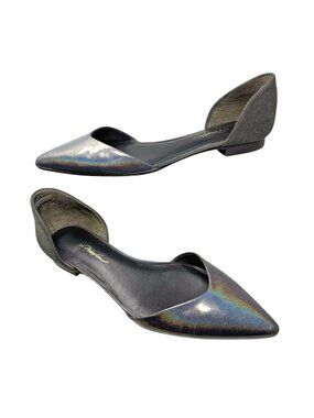 3.1 Phillip Lim Devon Iridescent Leather Gray Suede‎ D'Orsay Flats